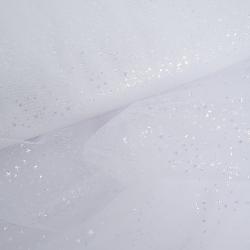 Tul elástico blanco con estrellas de lurex - Maison Klem